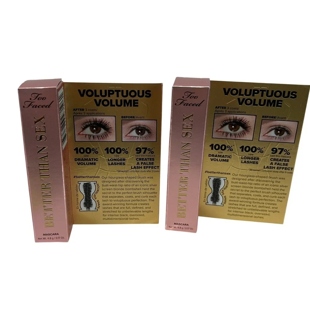 Too Faced Better Than Sex Mascara Voluptuous Volume Travel Size 4.8g Lot of 2